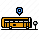 bus, stop, station, bench, transportation
