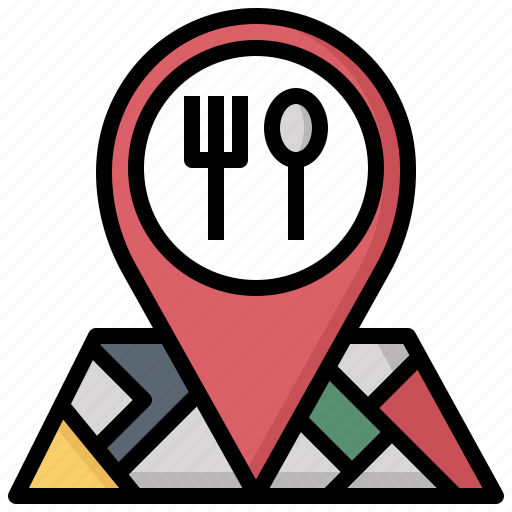 Cutlery, food, fork, knife, location, pin, restaurant icon - Download on Iconfinder