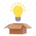 box, idea, creative, bulb, tool, package, light 