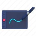 drawing, tool, pen, tablet, illustration, isolated, graphic design, user interface, 3d icon 