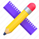 pencil, and, ruler, illustration, isolated, graphic design, user interface, tool, 3d icon 