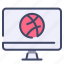 ball, basket, computer, display, dribble, monitor 