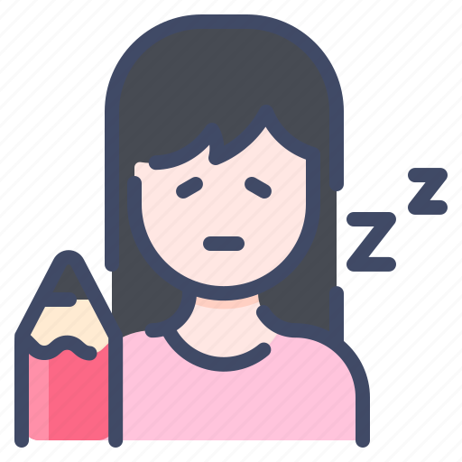 Artist, designer, insomnia, pencil, sleepy, woman icon - Download on Iconfinder