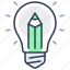 inspiration, bulb, pen, idea, light, project 