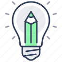 inspiration, bulb, pen, idea, light, project