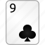 clubs, card, nine, casino, poker 