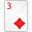 diamonds, card, three, casino, poker 