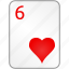 hearts, card, six, casino, poker 