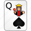 queen, spades, card, casino, poker 