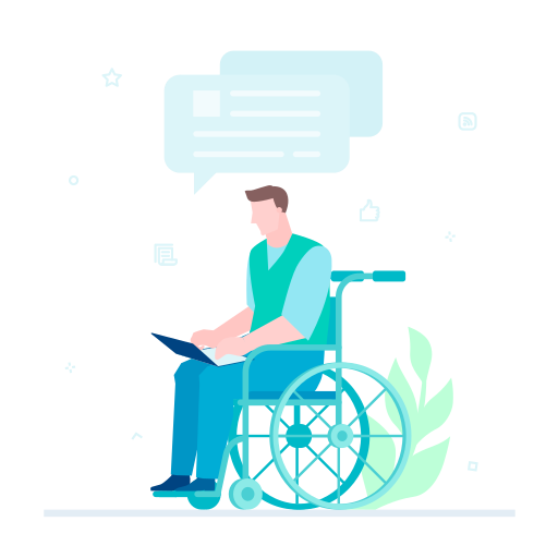 Disabled, wheelchair, working, laptop illustration - Free download