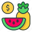 watermelon, and, pineapple, price, sale 