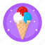 ice cream, cone, ice cone, balls, scoops, tasty, delicious 