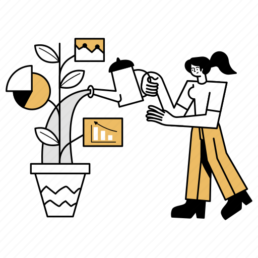 Business, woman, female, person, people, growth, analytics illustration - Download on Iconfinder