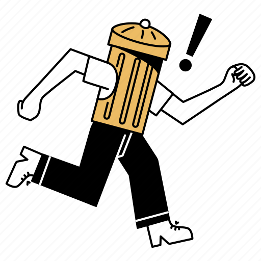Delete, trash, bin, garbage, notification, full, run illustration - Download on Iconfinder