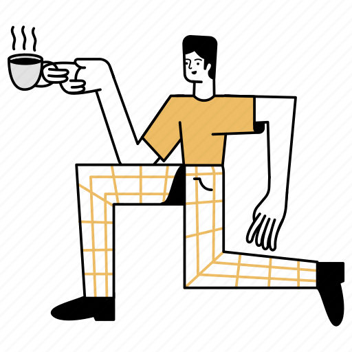 Food, drink, beverage, coffee, tea, mug, man illustration - Download on Iconfinder