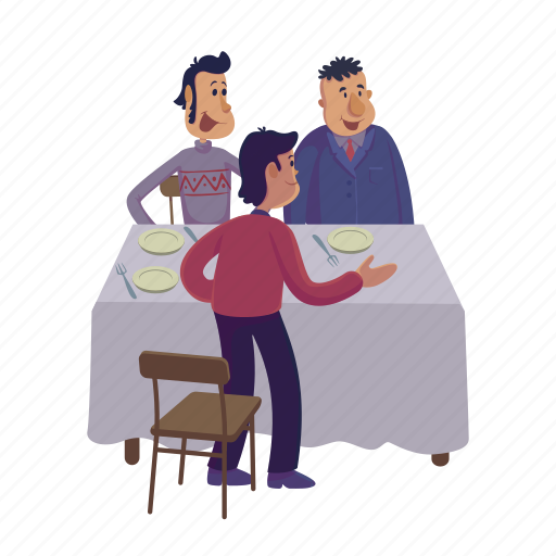 Table, man, dinner, waiting, food illustration - Download on Iconfinder