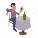 table, drunk, man, wine, alcoholic