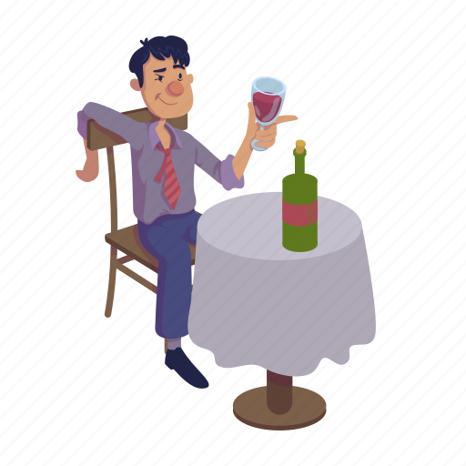 Table, drunk, man, wine, alcoholic illustration - Download on Iconfinder