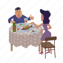 table, couple, dinner, homemade, festive 