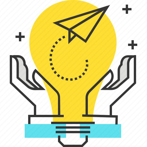 Bulb, hands, idea, innovation, lamp, paper plane, start up icon - Download on Iconfinder