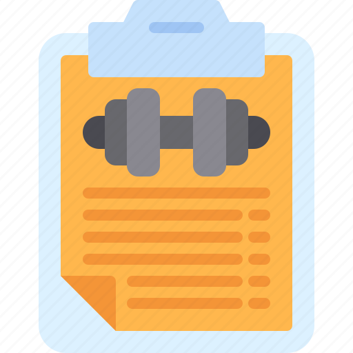 Clipboard, dumbbell, workout, plan, training icon - Download on Iconfinder
