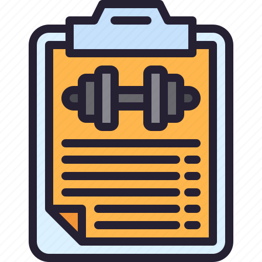 Clipboard, dumbbell, workout, plan, training icon - Download on Iconfinder