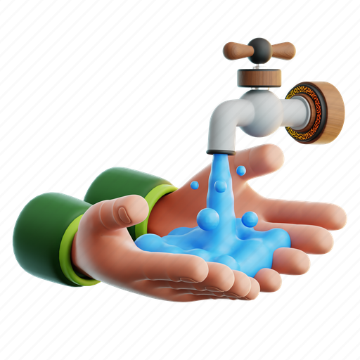 Washing, hands, wudhu 3D illustration - Download on Iconfinder