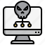 computer, ransomware, skull, virus, hacking 