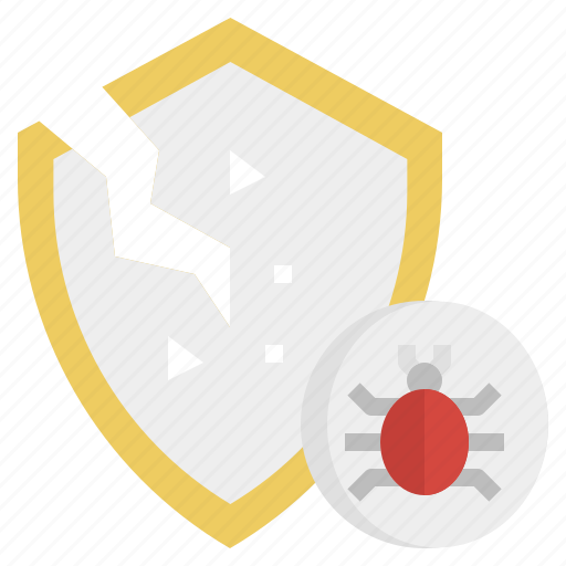 Broken, shield, cyber, attack, bug, virus, unprotected icon - Download on Iconfinder