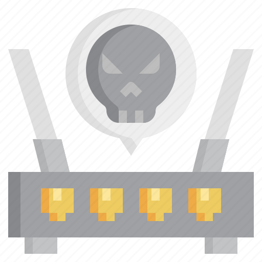 Modem, wireless, router, wifi, hacker, skull icon - Download on Iconfinder