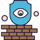 brick, eye, shield, wall