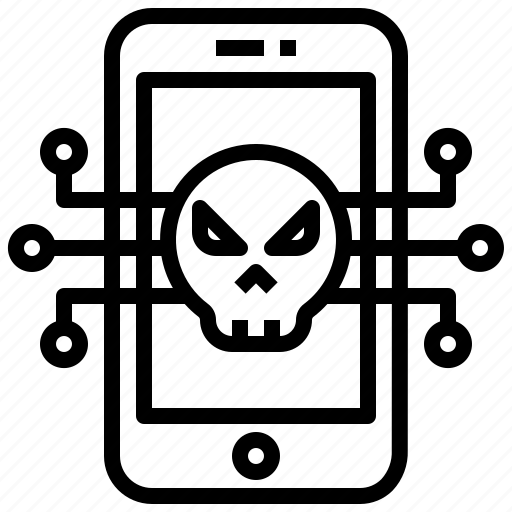 Smartphone, virus, skull, malware, technology icon - Download on Iconfinder