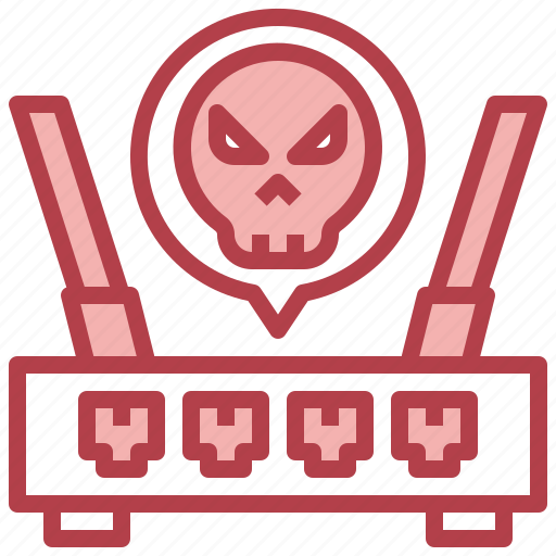 Modem, wireless, router, wifi, hacker, skull icon - Download on Iconfinder