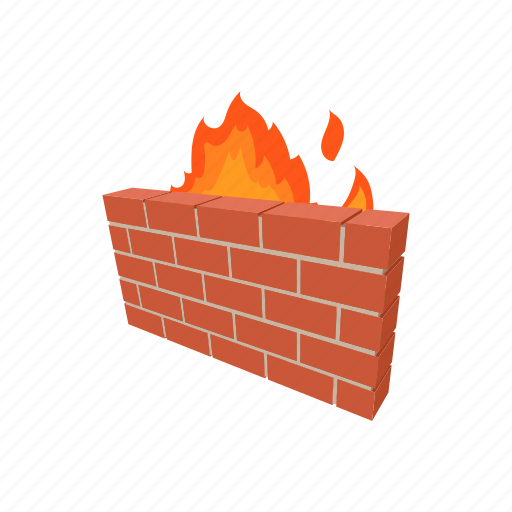 Brick, cartoon, fire, lock, secure, server, wall icon - Download on Iconfinder