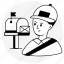 postman, mailman, post carrier, professional person, letter carrier 