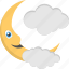 cloudy moon, halloween decor, moon with cloud, night theme, nighttime 