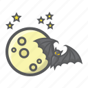 bat, dark, halloween, holiday, moon, night, scary