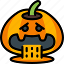 ill, jack'o'lantern, pumpkin, sick, spooky, vomit
