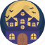 bat, dark, full, halloween, haunted, house, moon 