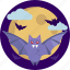 bat, creepy, dark, full, halloween, moon, night 