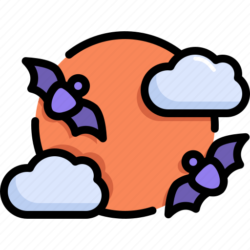 Bat, cloud, full moon, halloween, horror, scary, spooky icon - Download on Iconfinder