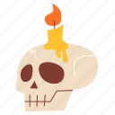 skull, candle, halloween, decorations, horror