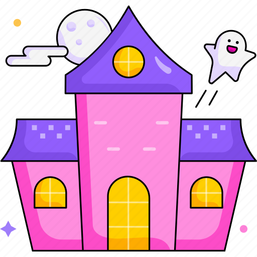 House, ghost, haunted house, spooky, halloween, moon icon - Download on Iconfinder