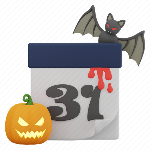 Halloween, calendar, october, pumpkin, bat, spooky, scary 3D illustration - Download on Iconfinder