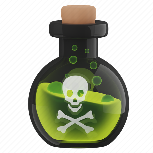 Poison, halloween, bottle, potion, magic, skull, drink 3D illustration - Download on Iconfinder
