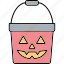 halloween bucket, bucket, skull, dangerous, halloween skull 
