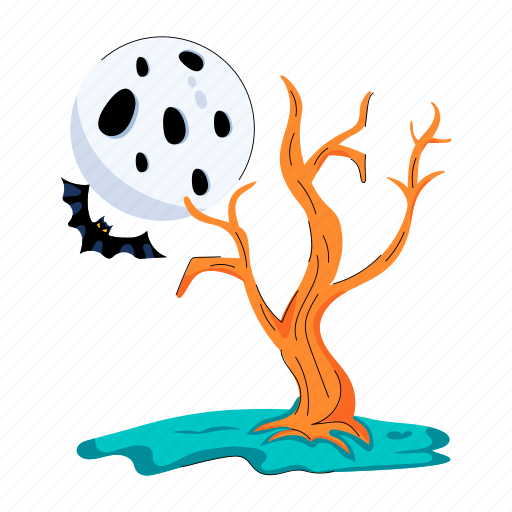 Spooky tree, spooky night, halloween night, naked tree, halloween tree icon - Download on Iconfinder