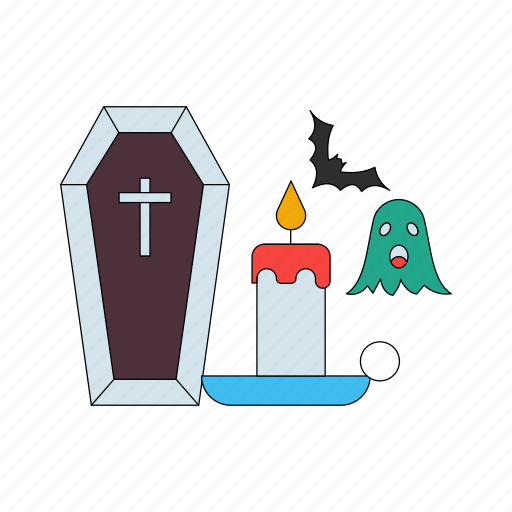 Coffin, candle, ghost, halloween, scary icon - Download on Iconfinder