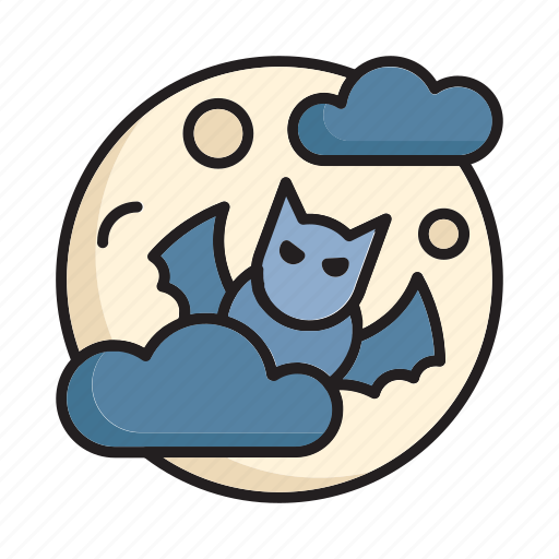 Mid, night, halloween, cute, bat, cloud, sky icon - Download on Iconfinder