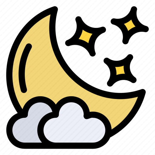 Night, clouds, half moon, stars icon - Download on Iconfinder
